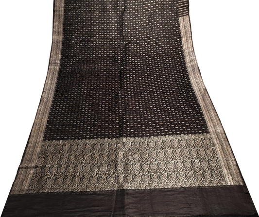 Sushila Vintage Heavy Saree Pure Satin Silk Banarasi Brocade Woven Sari Fabric