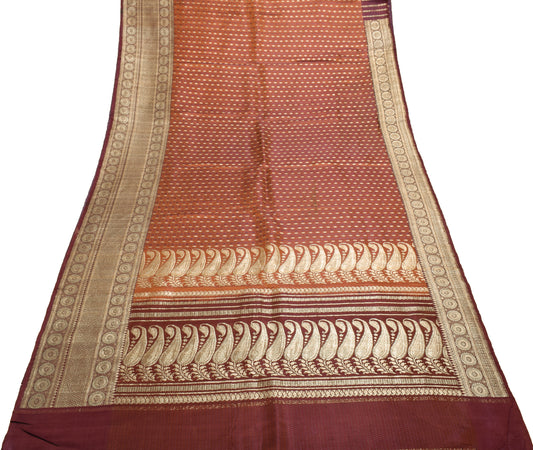 Sushila Vintage Heavy Saree Pure Satin Silk Banarasi Brocade Woven Sari Fabric