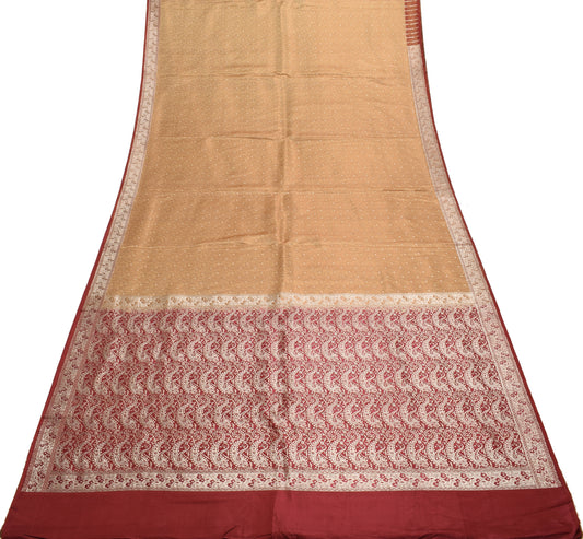 Sushila Vintage Heavy Saree Pure Satin Silk Banarasi Brocade Woven Sari Fabric