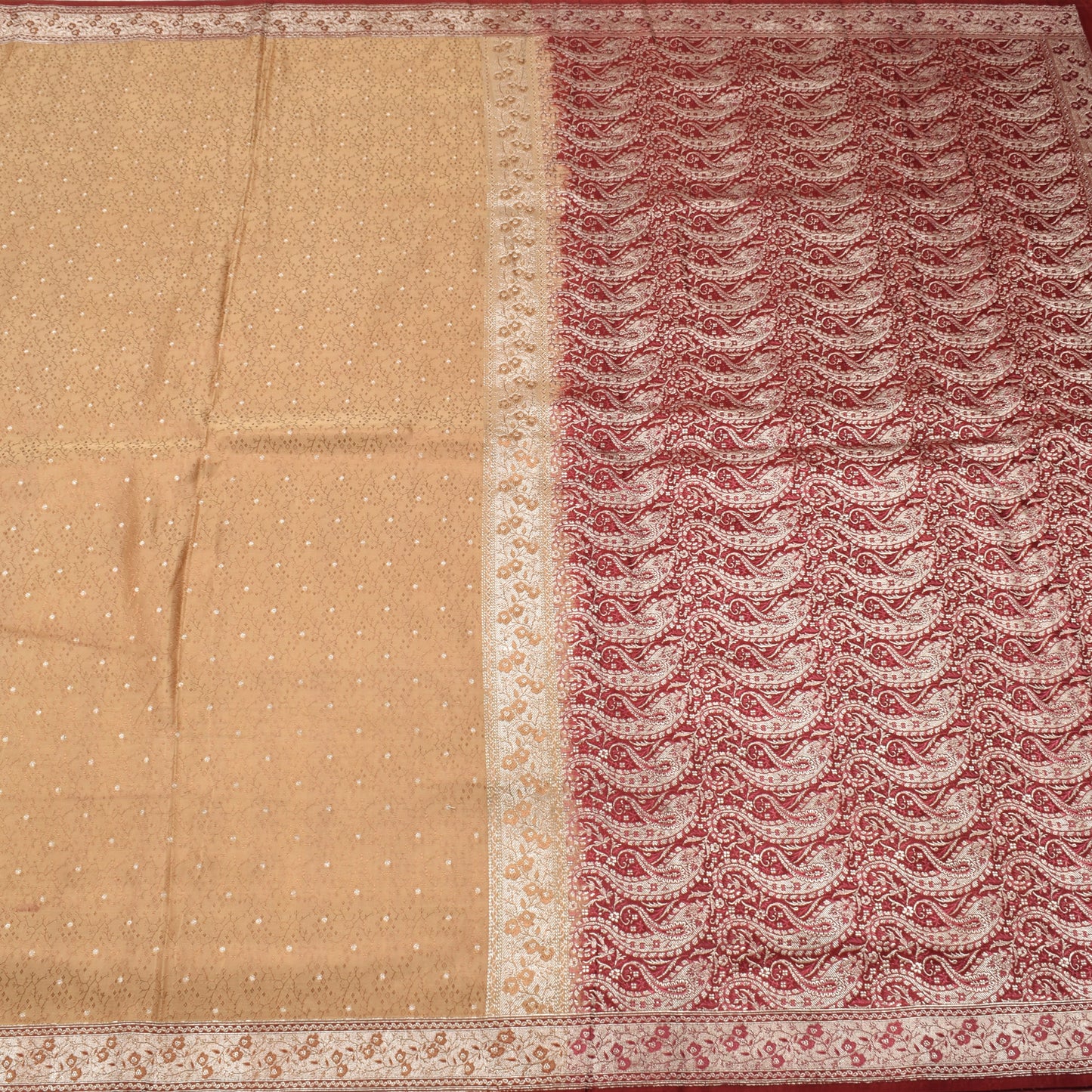 Sushila Vintage Heavy Saree Pure Satin Silk Banarasi Brocade Woven Sari Fabric