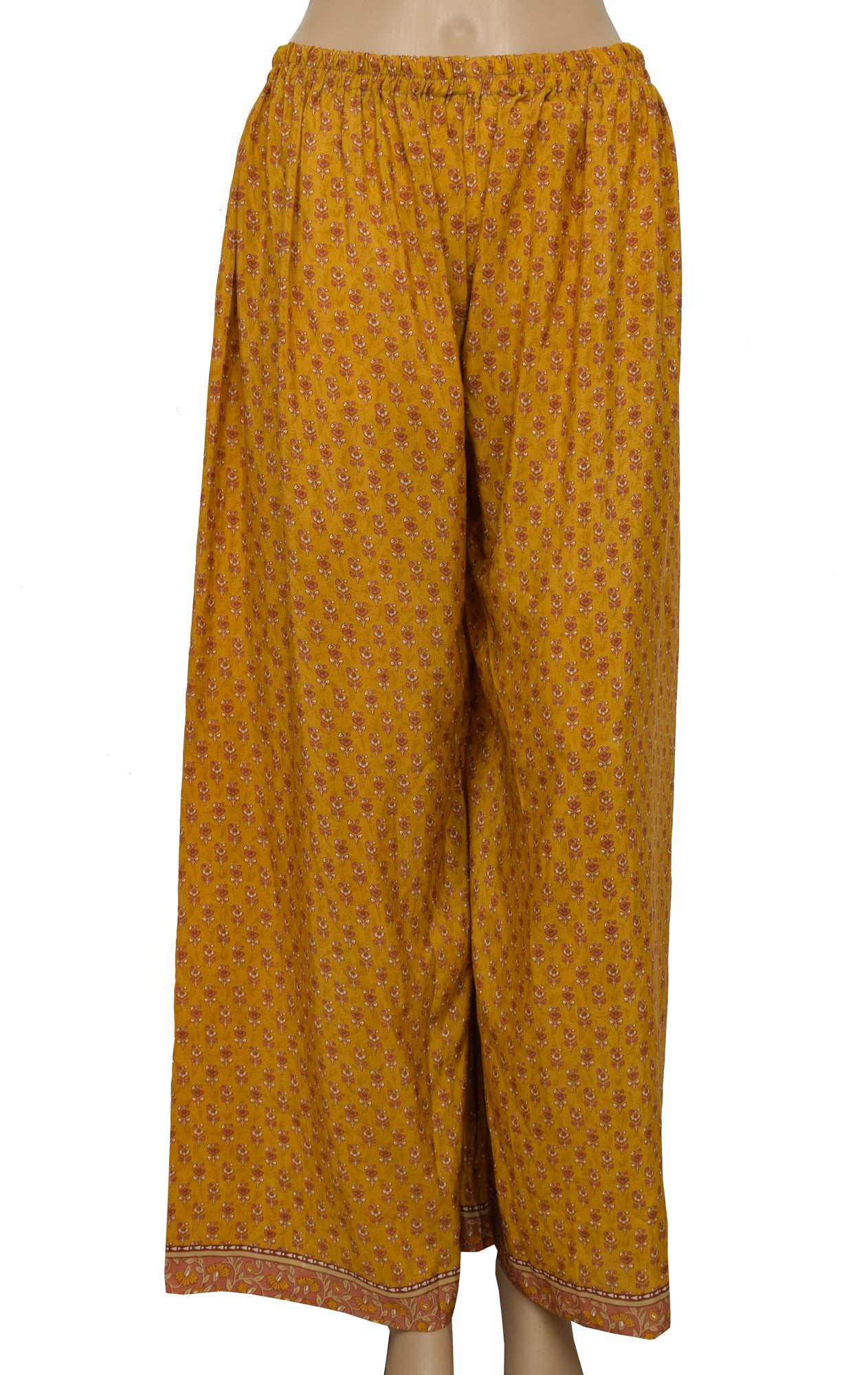 Sushila Vintage Blend Silk Sari upcycled Palazzo Pants & Kafthan Top Mustard