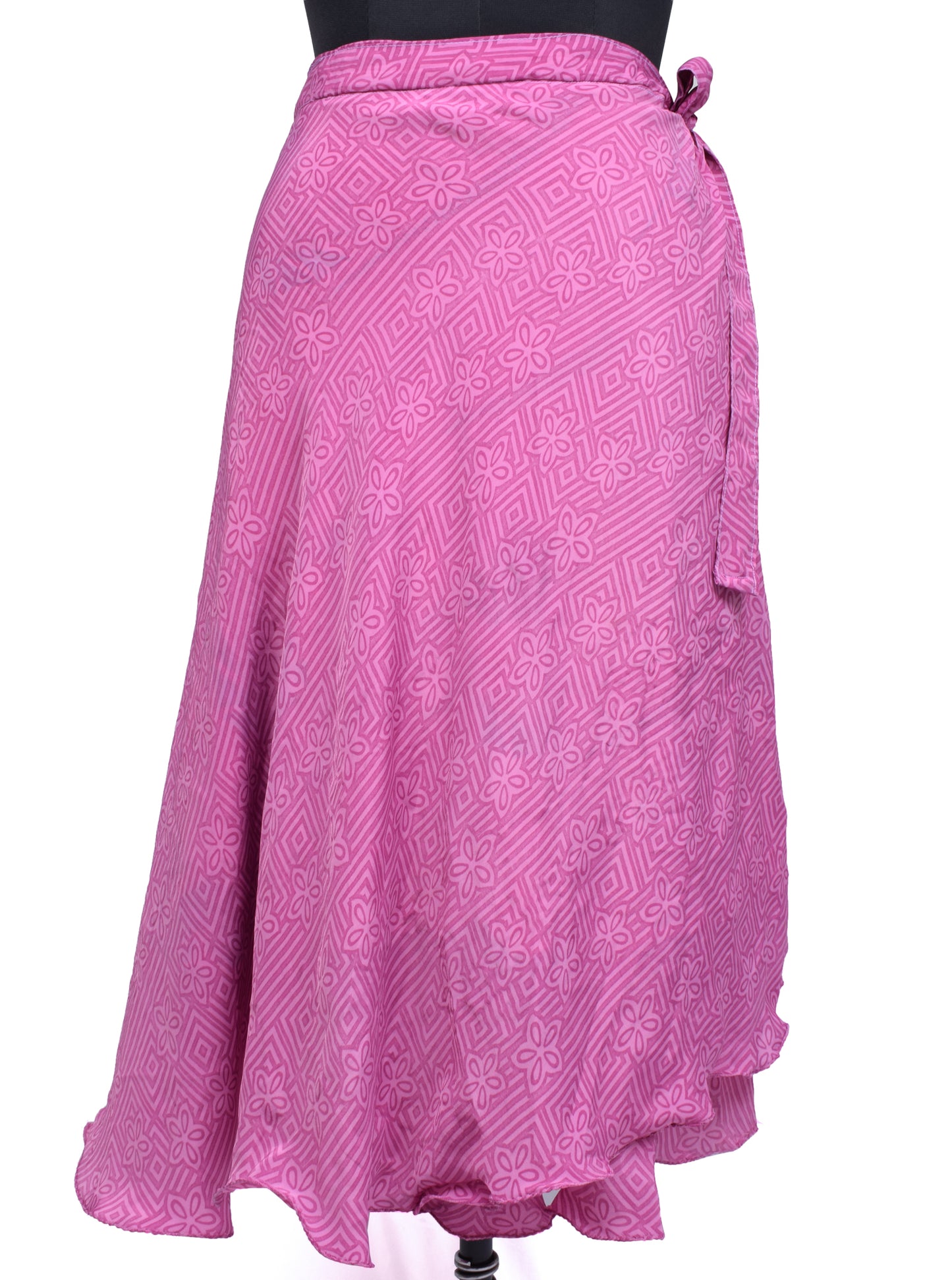 Sushila Vintage Silk Sari Magic Wrap Reversible Skirt Beach Dress Pink Bohemian