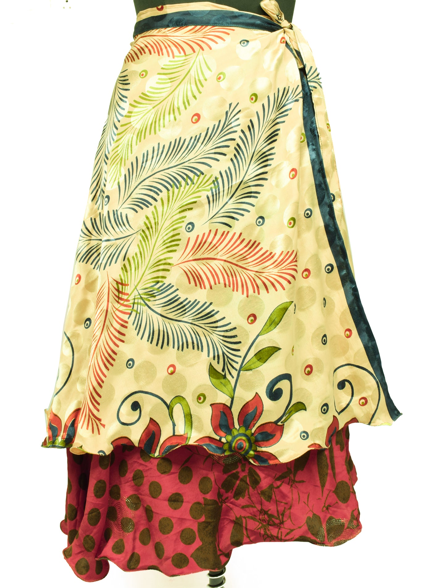 Sushila Vintage Silk Saree Magic Wrap Reversible Skirt Beach Dress Light Green