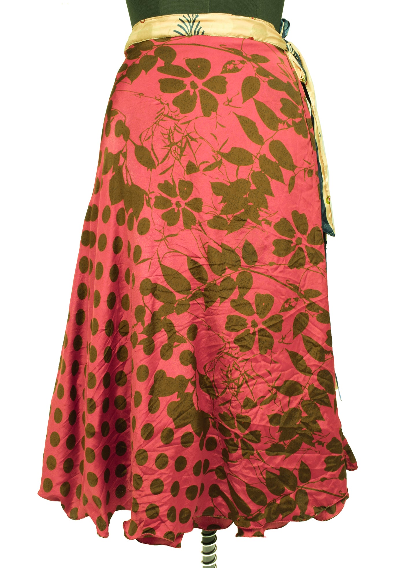 Sushila Vintage Silk Saree Magic Wrap Reversible Skirt Beach Dress Light Green