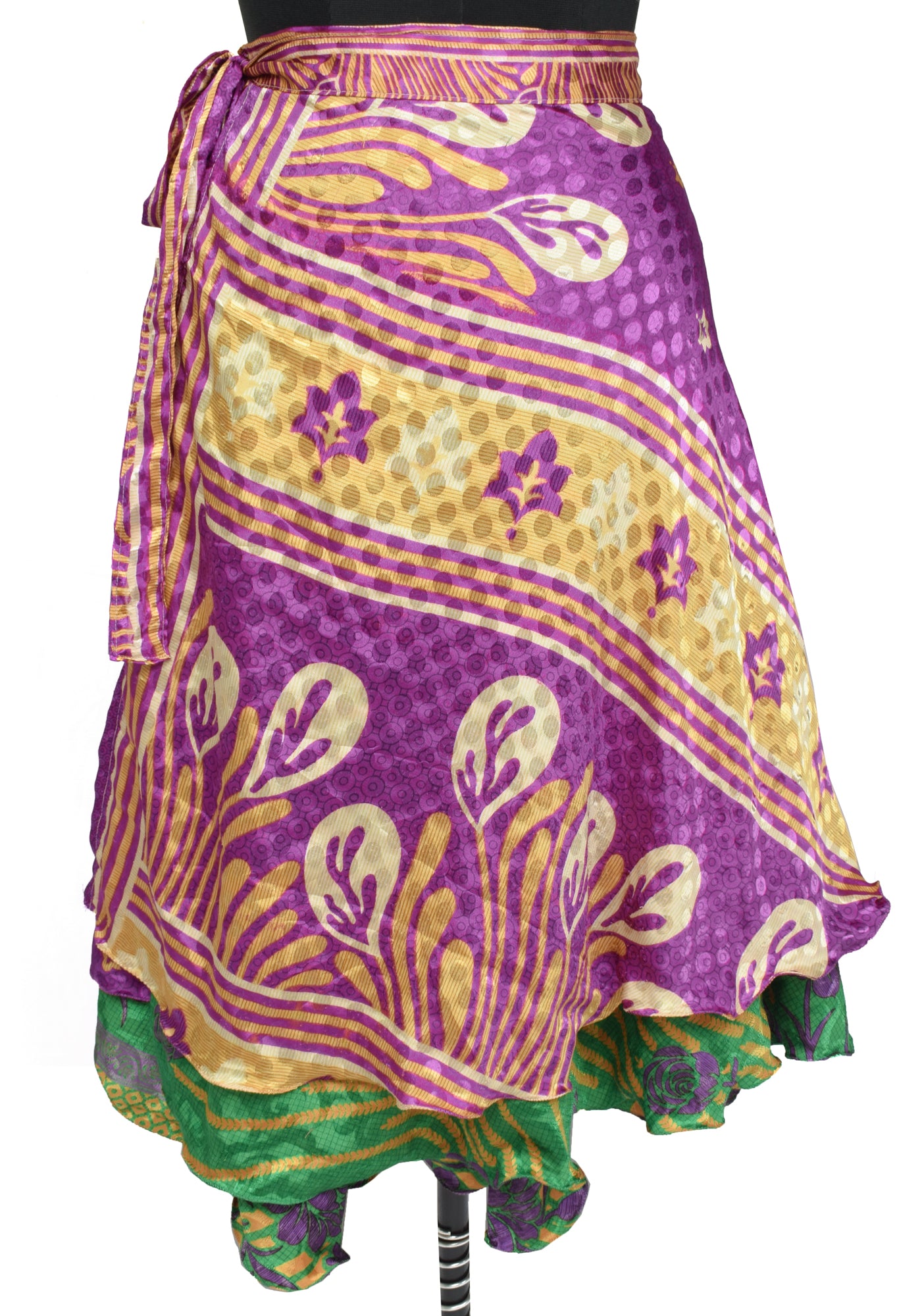 Sushila Vintage Silk Saree Magic Wrap Reversible Skirt Beach Hippie Dress Purple