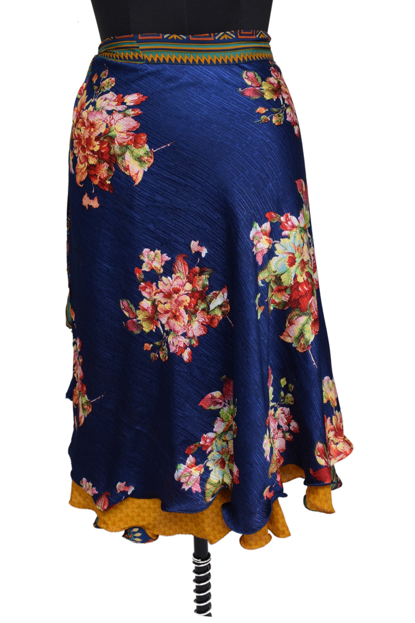 Sushila Vintage Silk Saree Magic Wrap Reversible Skirt Floral  Boho Beach Dress