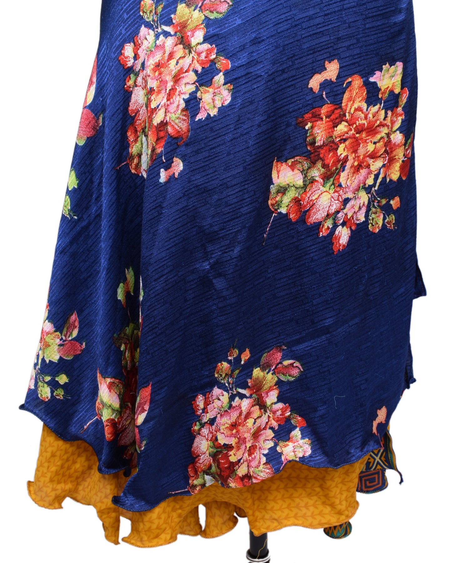 Sushila Vintage Vintage Sari Magic wrap Skirt Bohemian Double Layer Blue