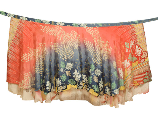 Sushila Vintage Vintage Sari Magic wrap Skirt Bohemian Double Layer Multi-color