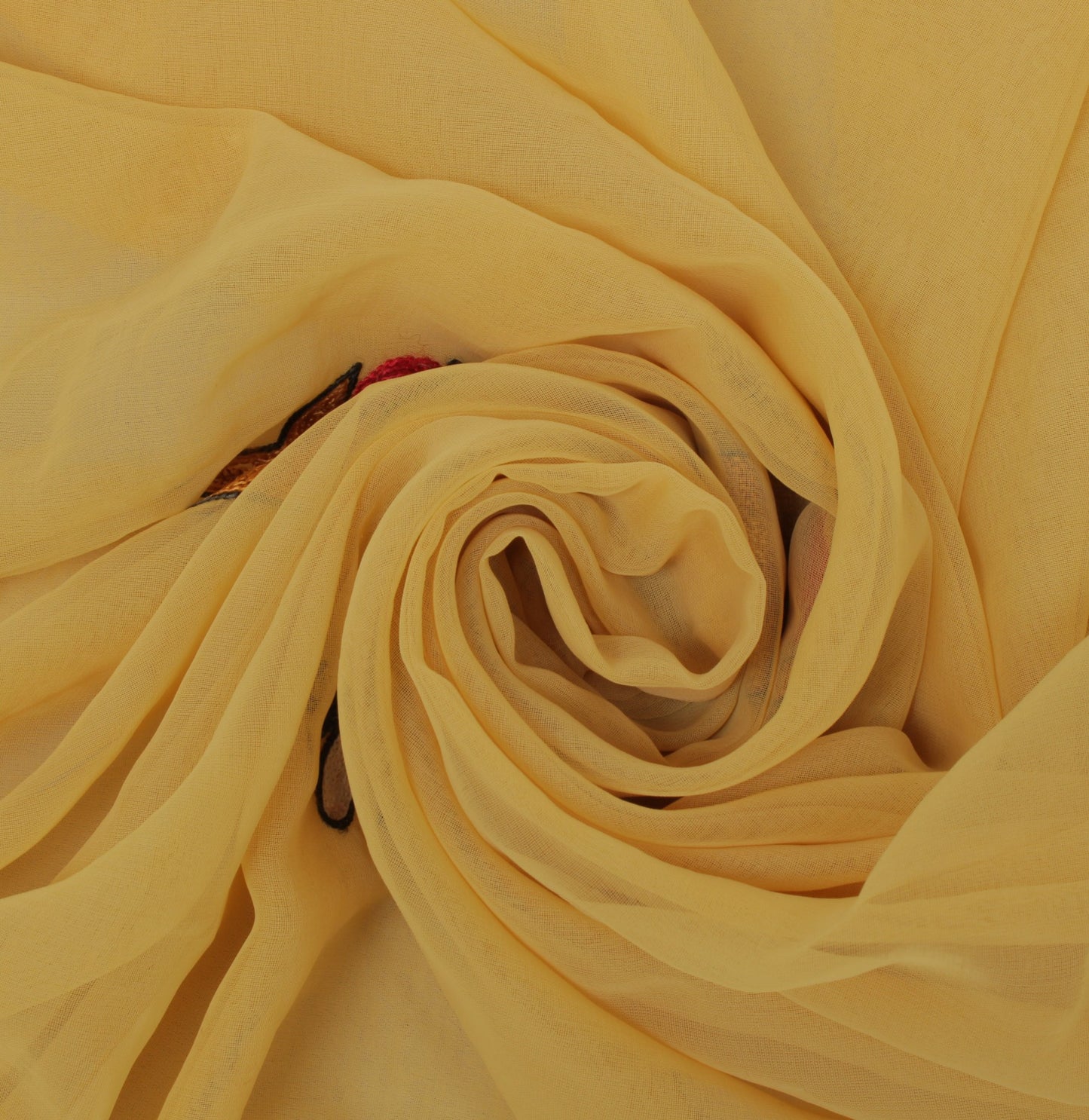 Sushila Vintage Yellow Sari Remnant Scrap American Georgette Silk Craft Fabric