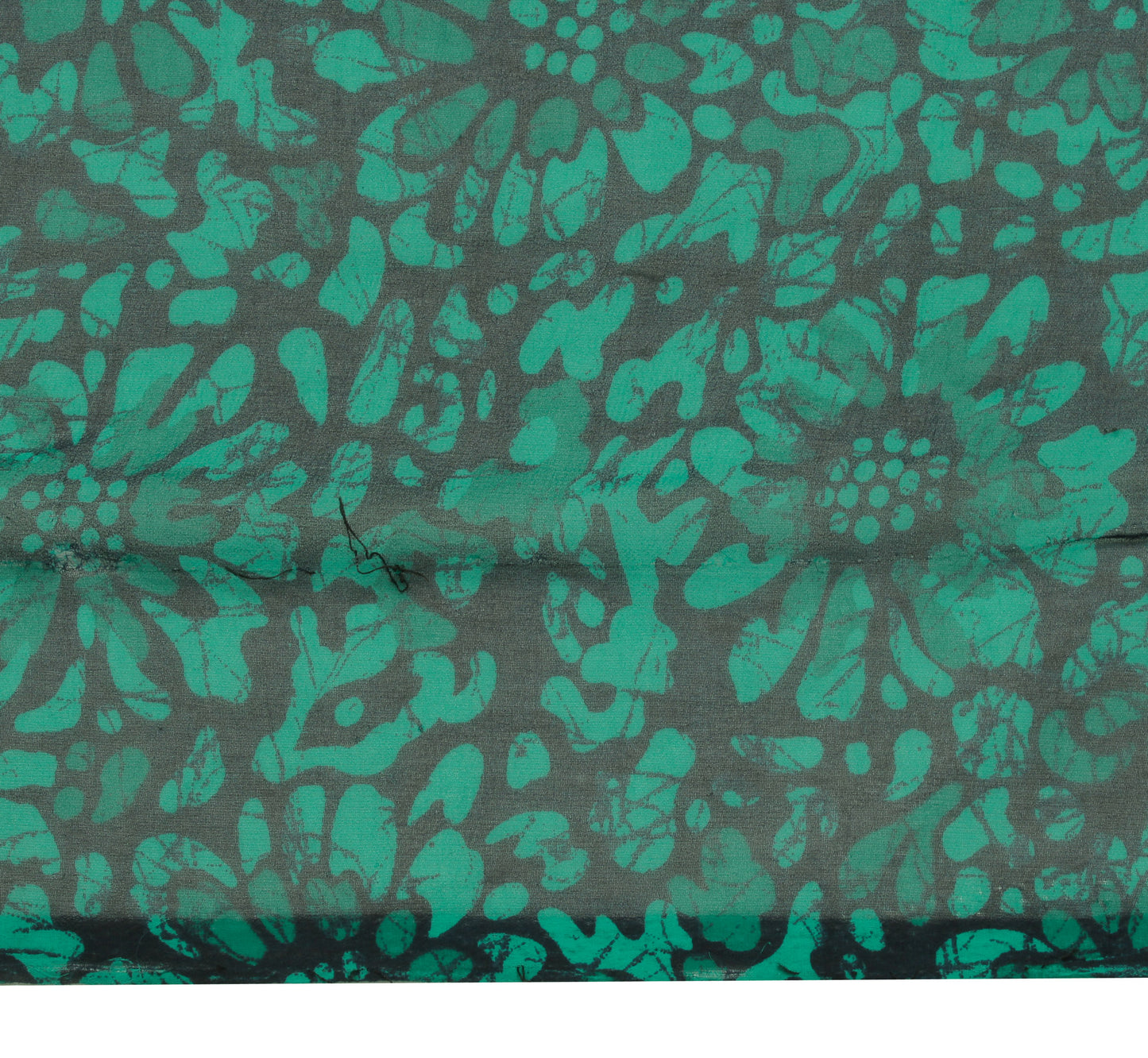 Sushila Vintage Green Sari Remnant Scrap Blend Georgette Printed Craft Fabric