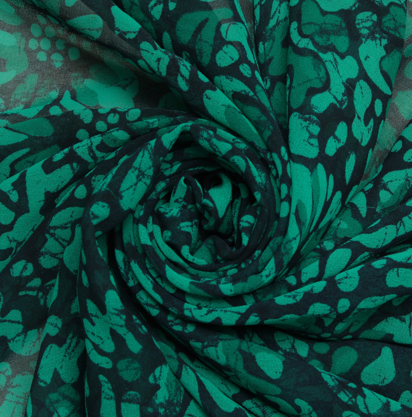 Sushila Vintage Green Sari Remnant Scrap Blend Georgette Printed Craft Fabric