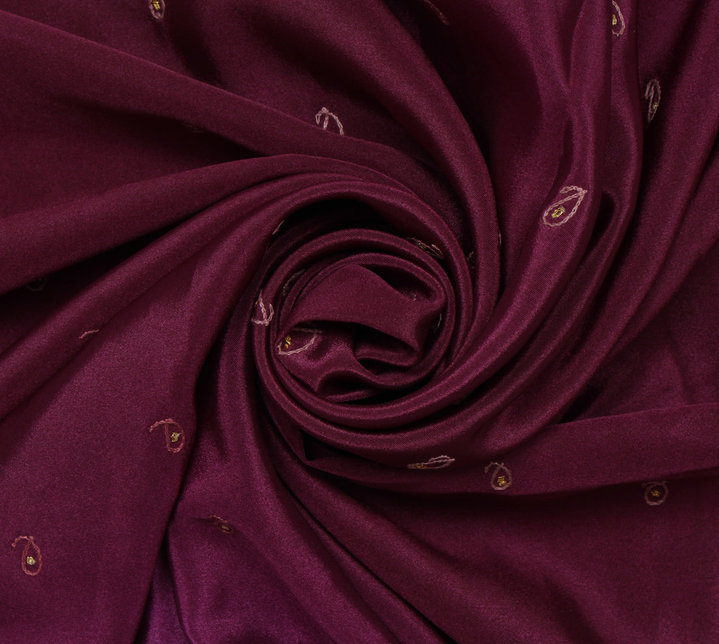 Sushila Vintage Purple Sari Remnant Scrap Blend Silk Embroidered Craft Fabric