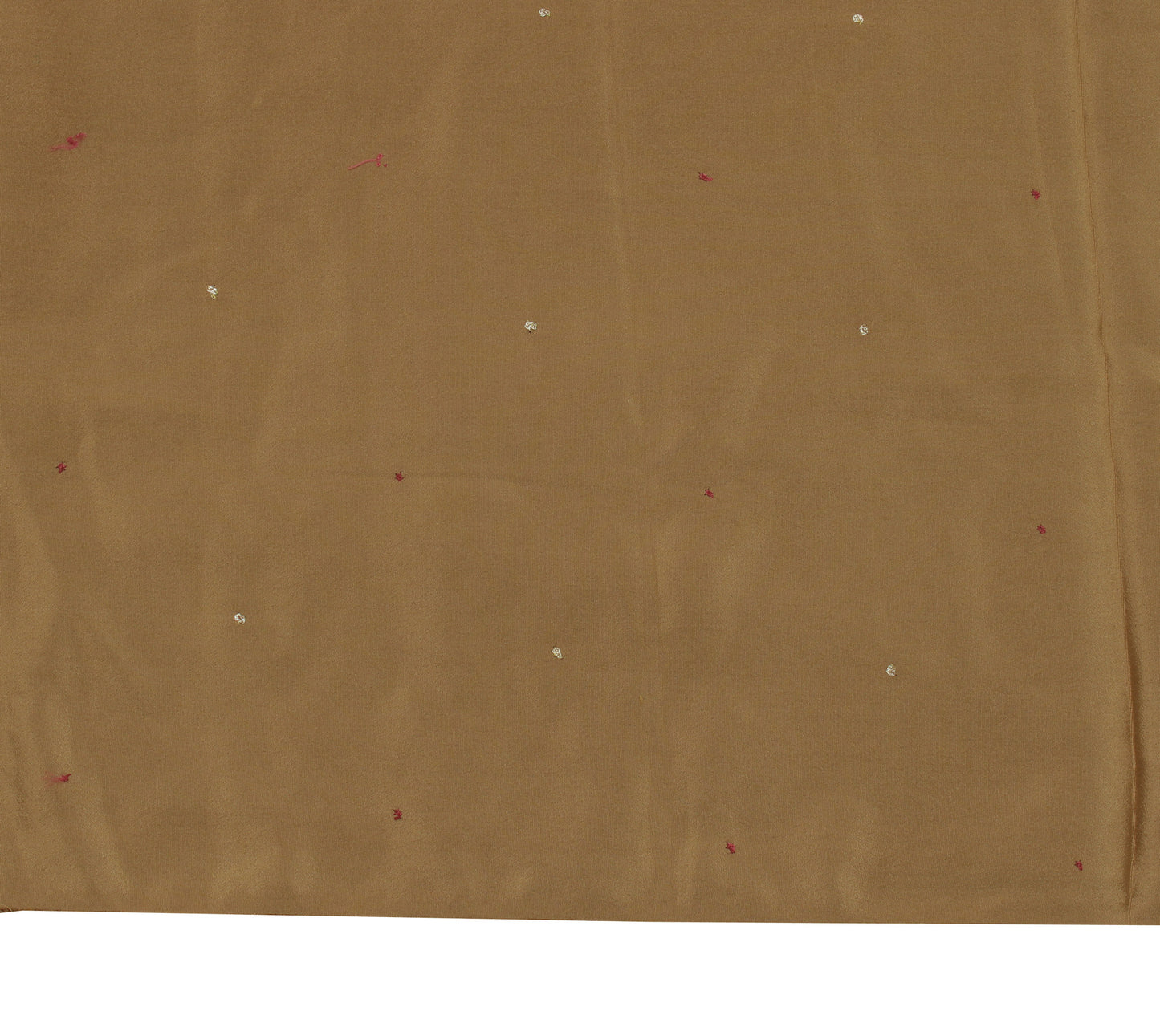 Sushila Vintage Brown Sari Remnant Scrap Blend Silk Embroidered Craft Fabric