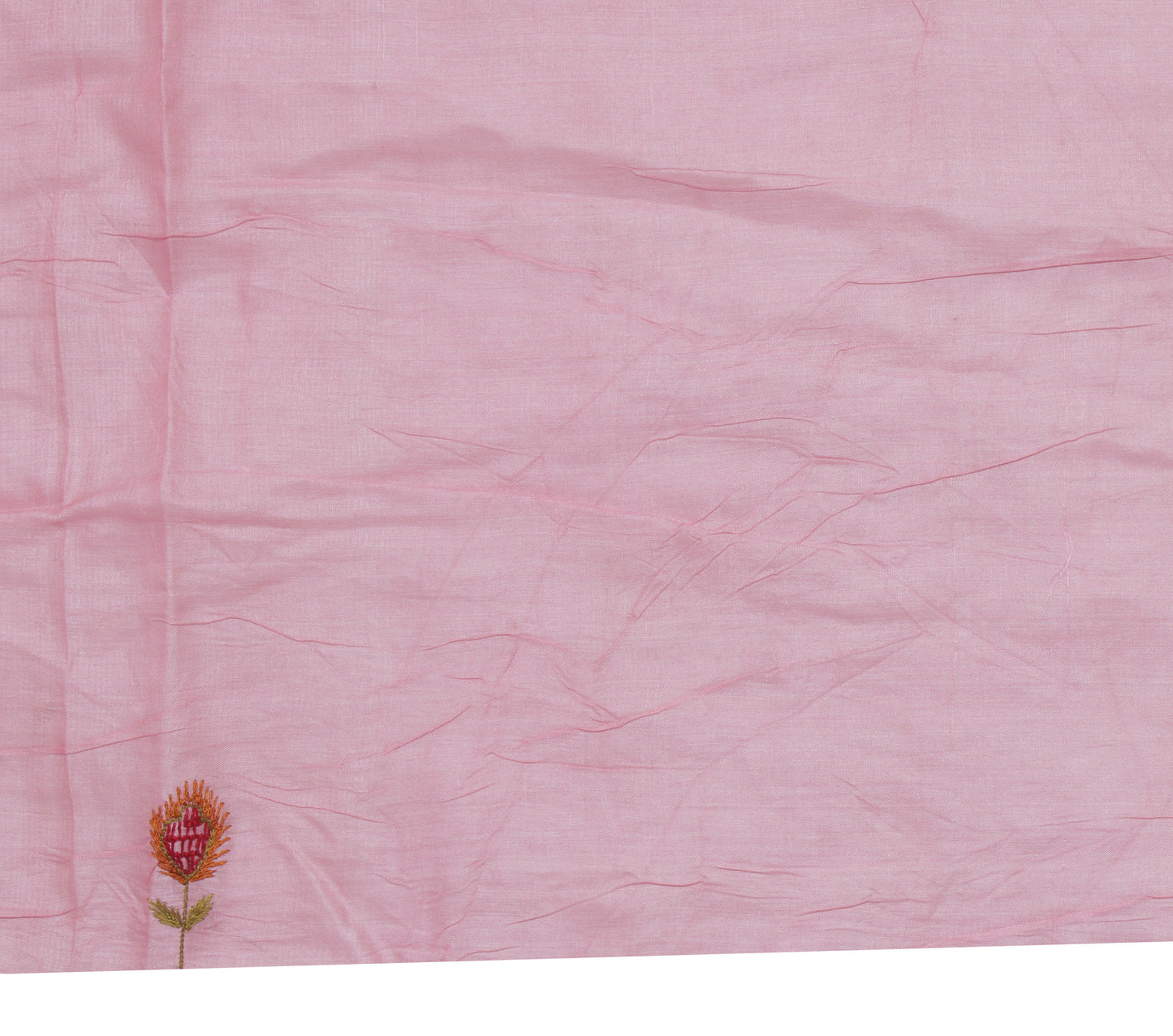 Sushila Vintage Pink Sari Remnant Scrap 100% Pure Silk Embroidered Craft Fabric