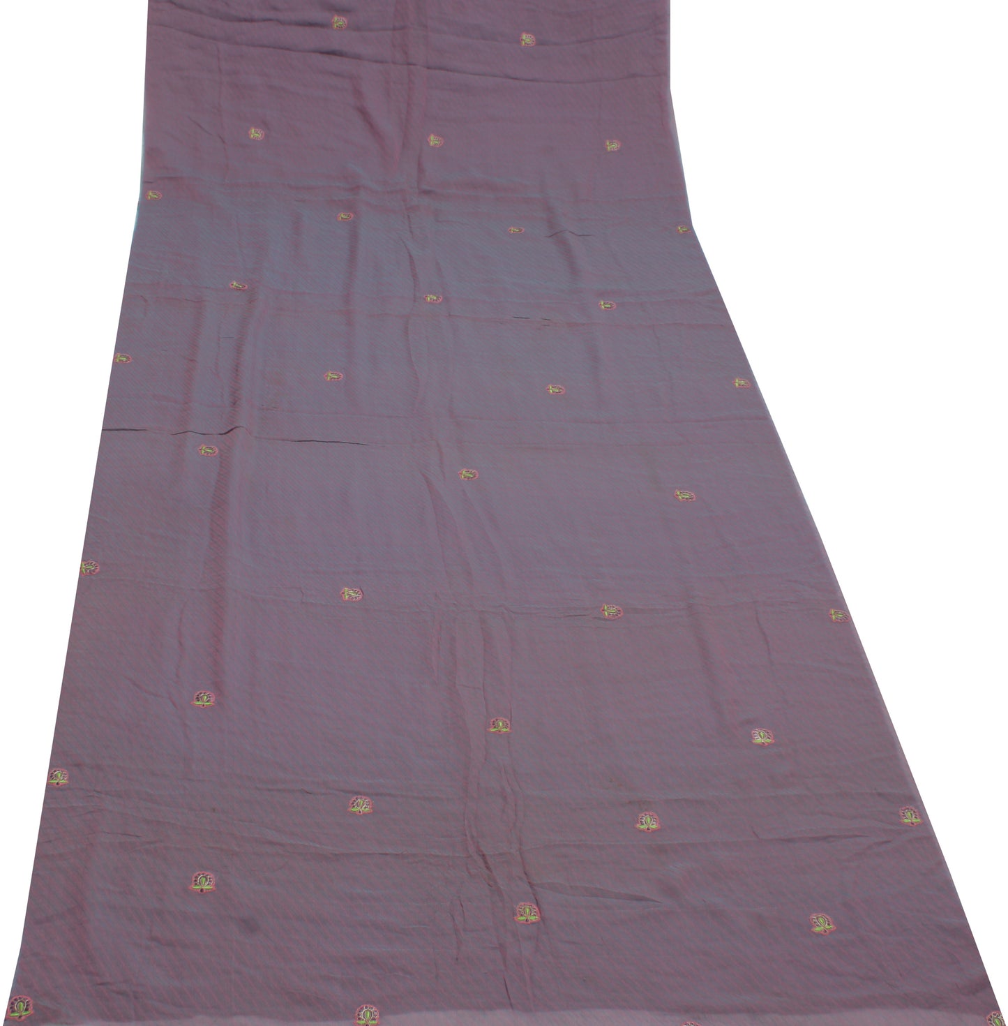 Sushila Vintage Indian Sari Remnant Scrap Pure Georgette Silk Embroidered Fabric