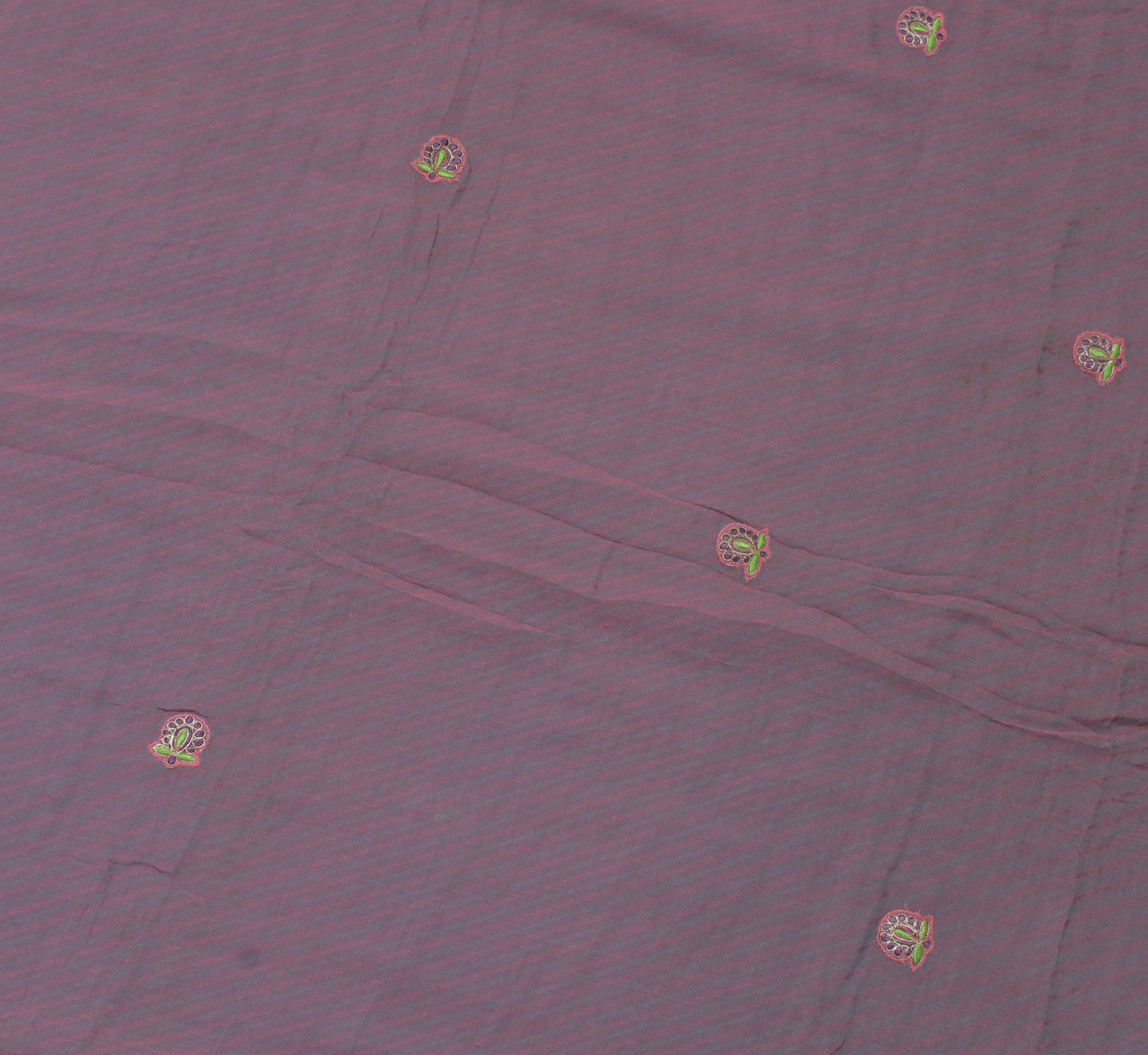 Sushila Vintage Indian Sari Remnant Scrap Pure Georgette Silk Embroidered Fabric