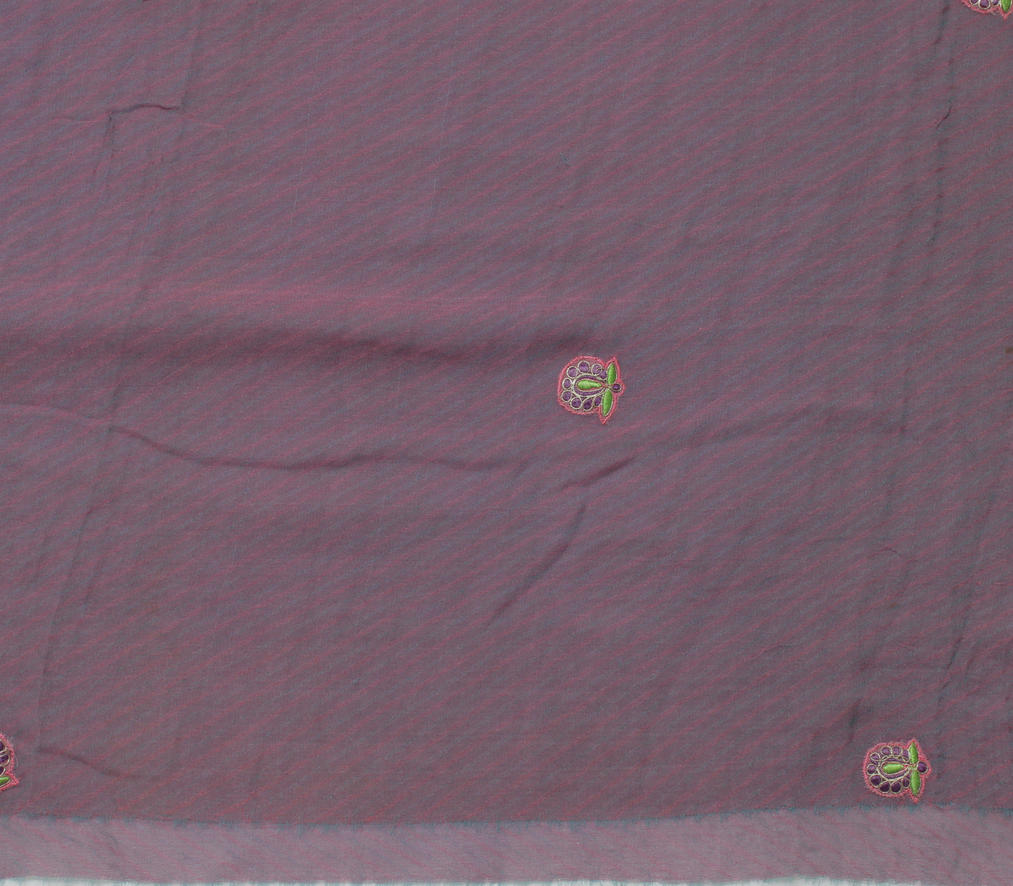 Sushila Vintage Indian Sari Remnant Scrap Pure Georgette Silk Embroidered Fabric