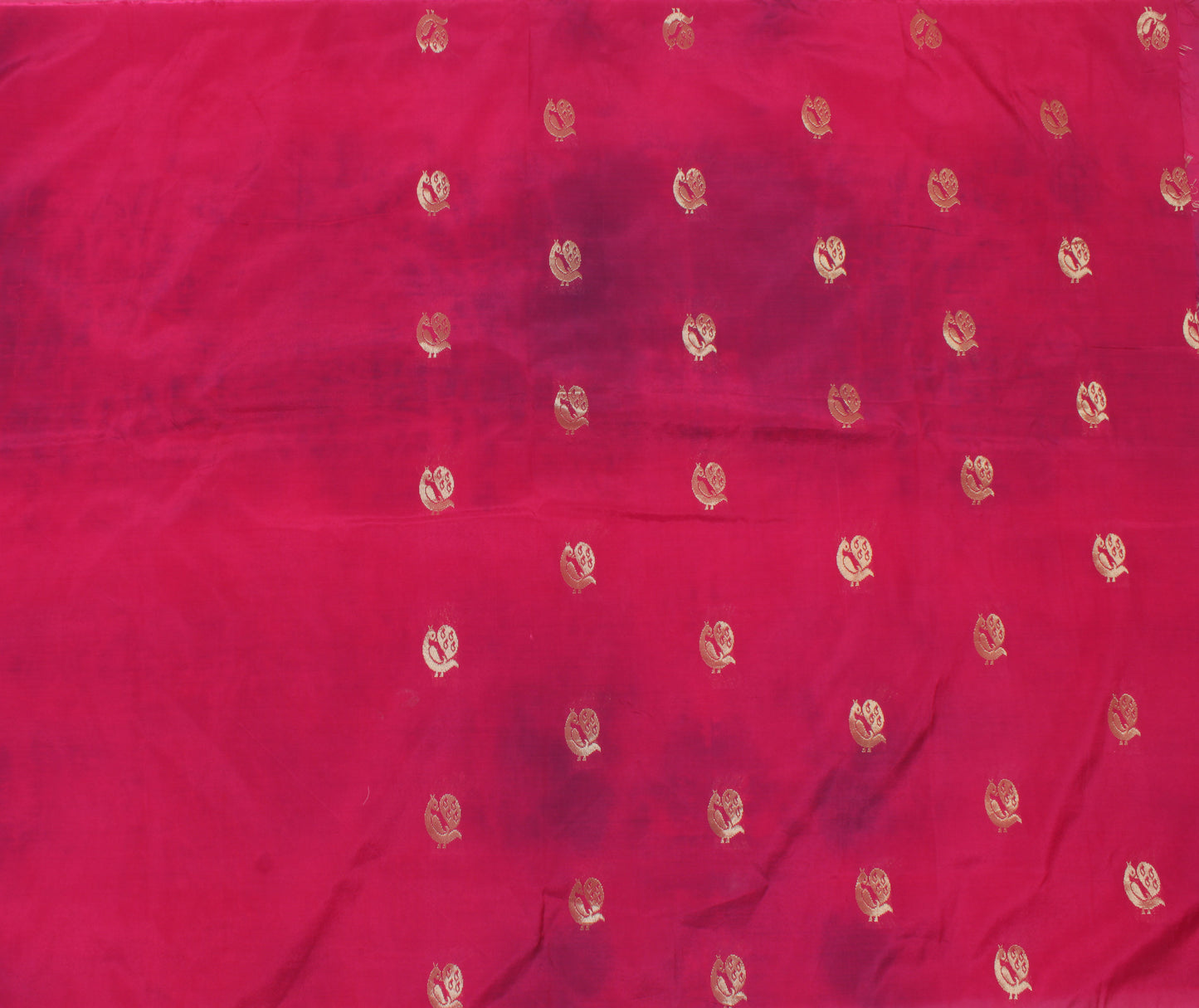 Sushila Vintage Magenta Sari Remnant Scrap Blend Silk Woven Peacock Fabric