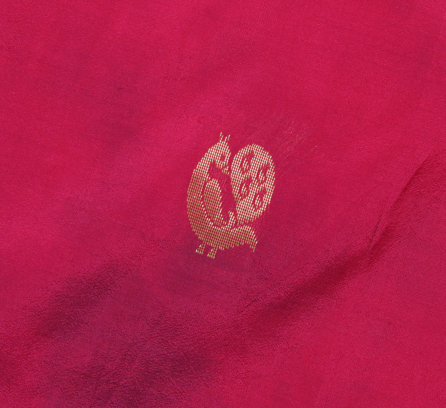 Sushila Vintage Magenta Sari Remnant Scrap Blend Silk Woven Peacock Fabric