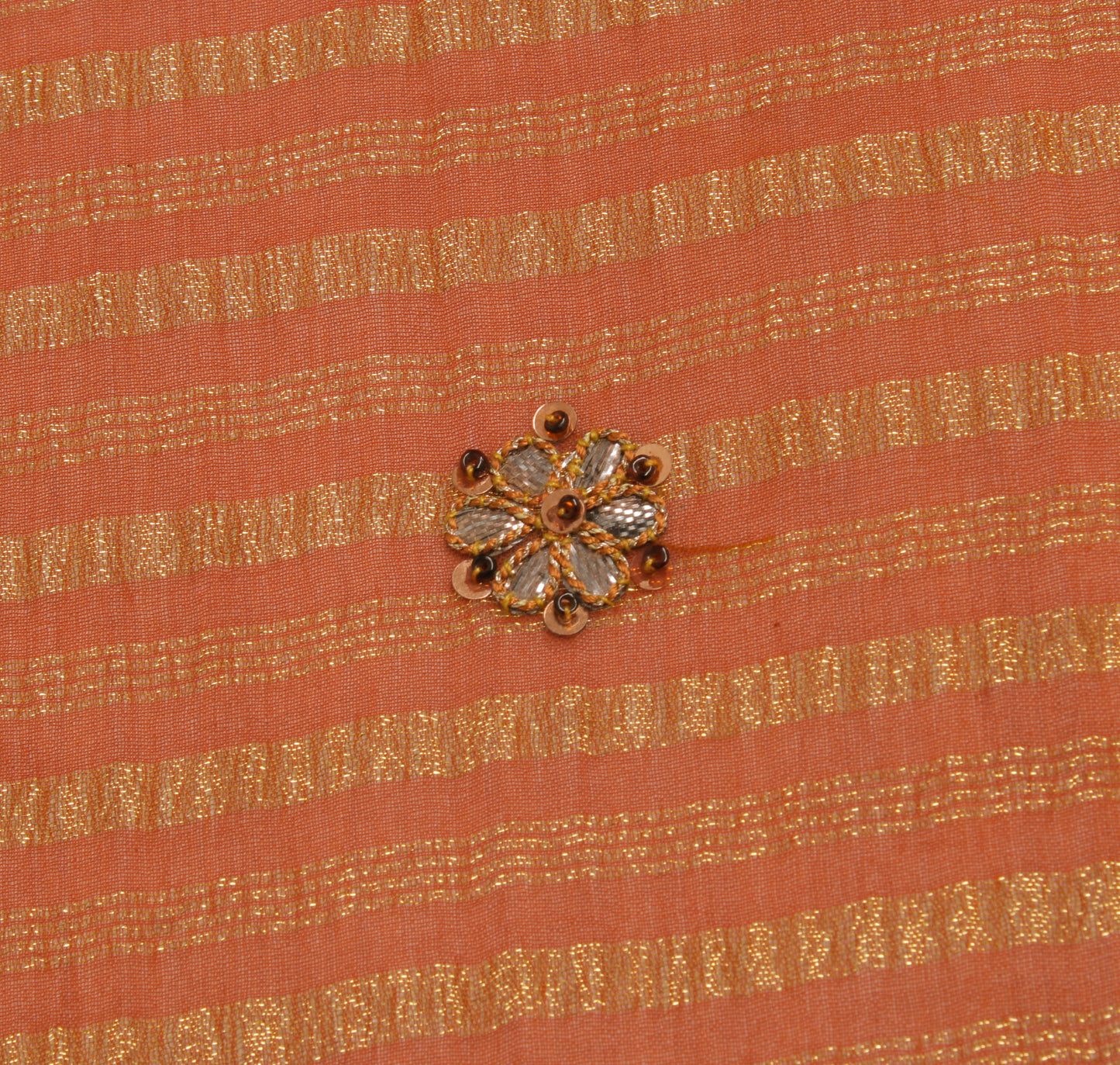 Sushila Vintage Rust Sari Remnant Scrap Blend Georgette Woven Craft Fabric