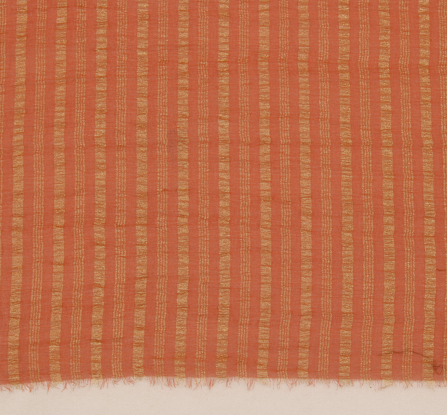 Sushila Vintage Rust Sari Remnant Scrap Blend Georgette Woven Craft Fabric