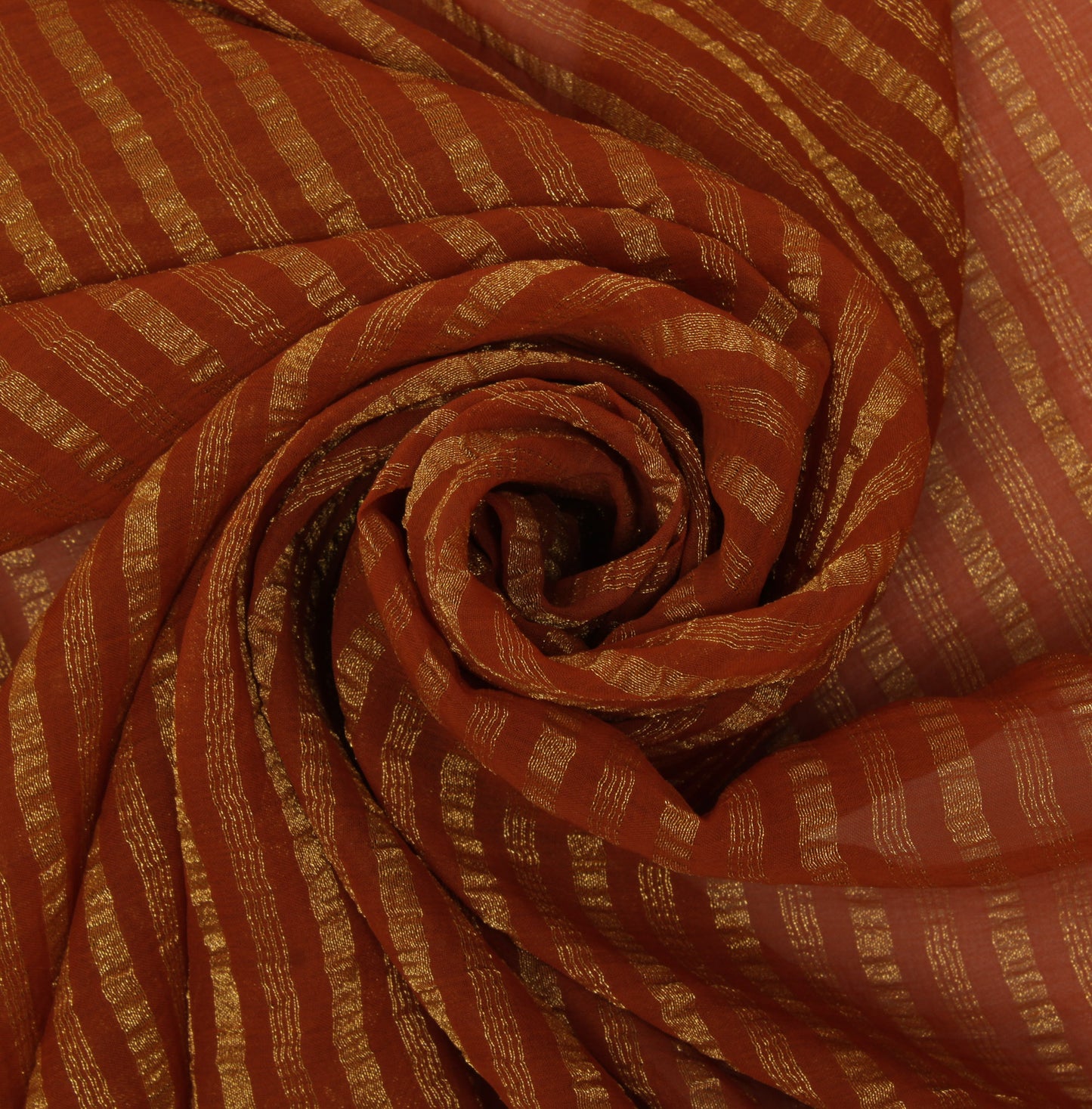 Sushila Vintage Rust Sari Remnant Scrap Blend Georgette Woven Craft Fabric