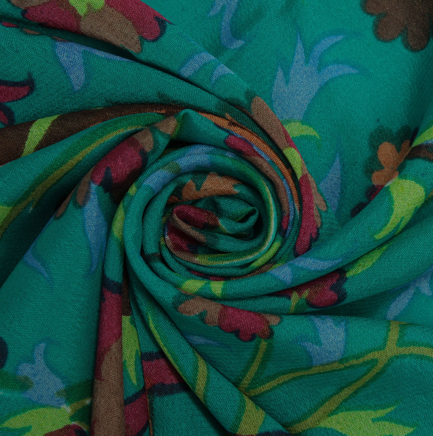 Sushila Vintage Green Women Neck Scarf Silk Blend Printed Paisley Stole 64"x 18"