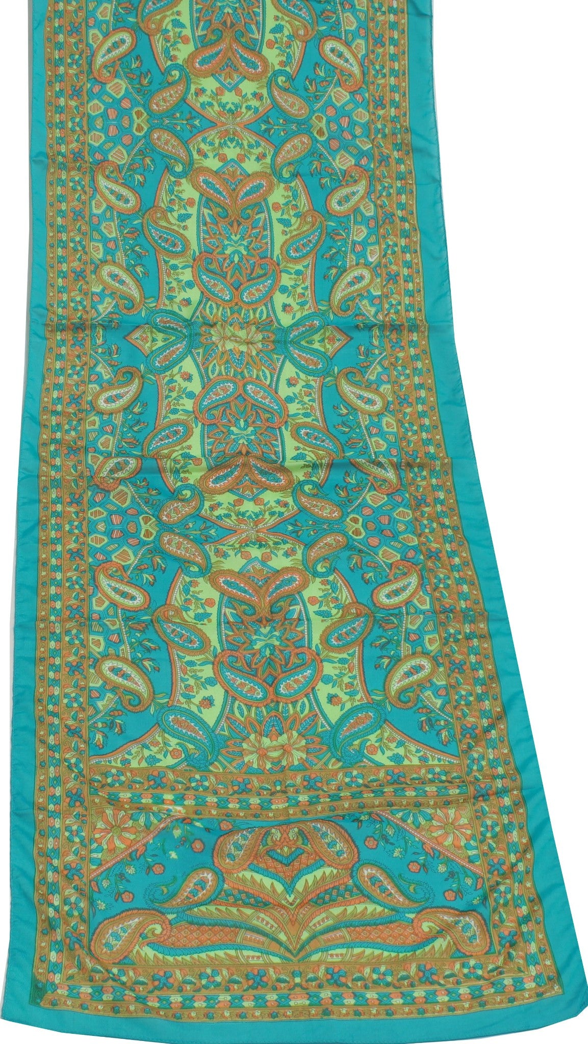 Sushila Vintage Blue Women Neck Scarf Silk Blend Printed Paisley Stole 64" x 18"