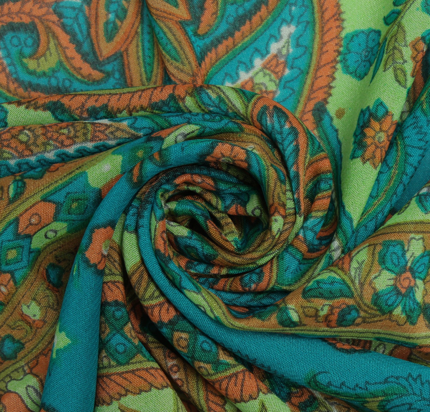 Sushila Vintage Blue Women Neck Scarf Silk Blend Printed Paisley Stole 64" x 18"