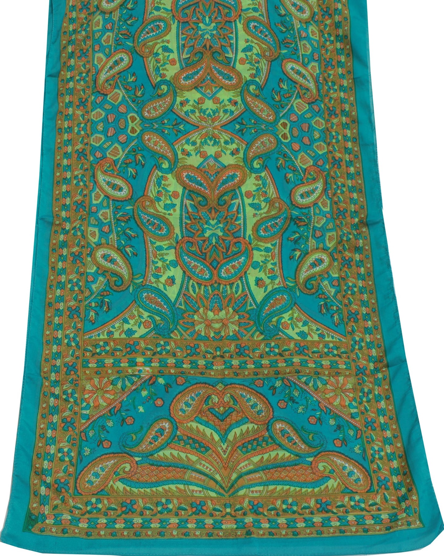 Sushila Vintage Blue Women Neck Scarf Silk Blend Printed Paisley Stole 64" x 18"