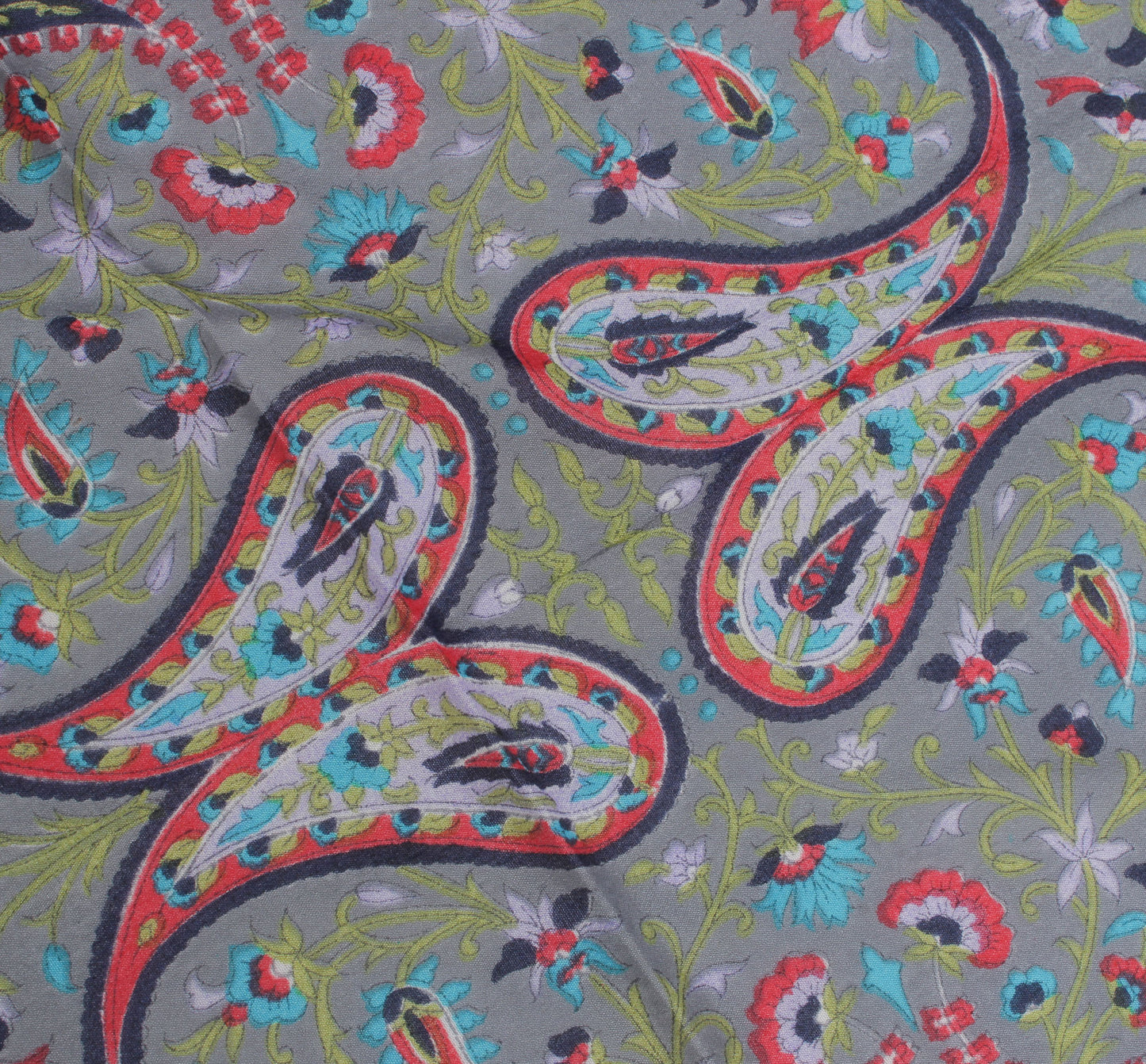 Sushila Vintage Gray Women Neck Scarf Silk Blend Printed Paisley Stole 64" x 18"