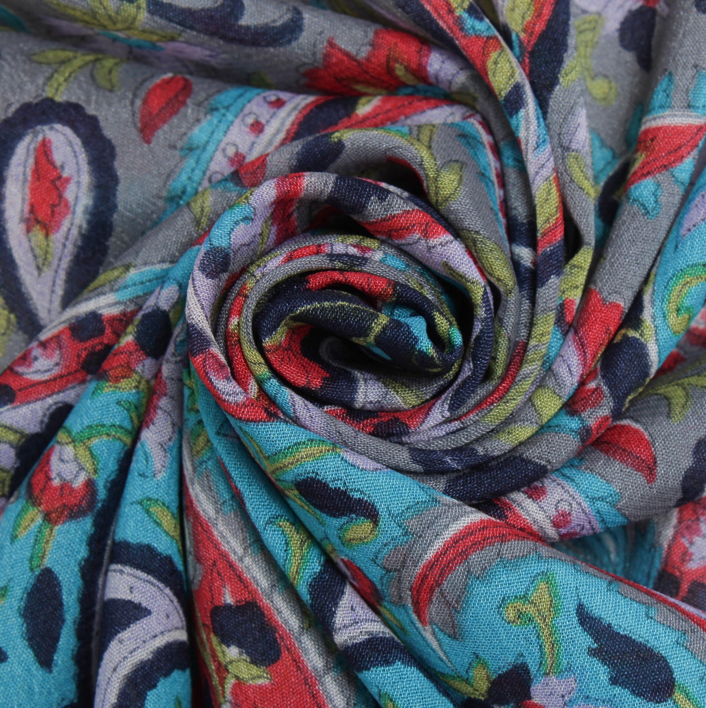 Sushila Vintage Gray Women Neck Scarf Silk Blend Printed Paisley Stole 64" x 18"