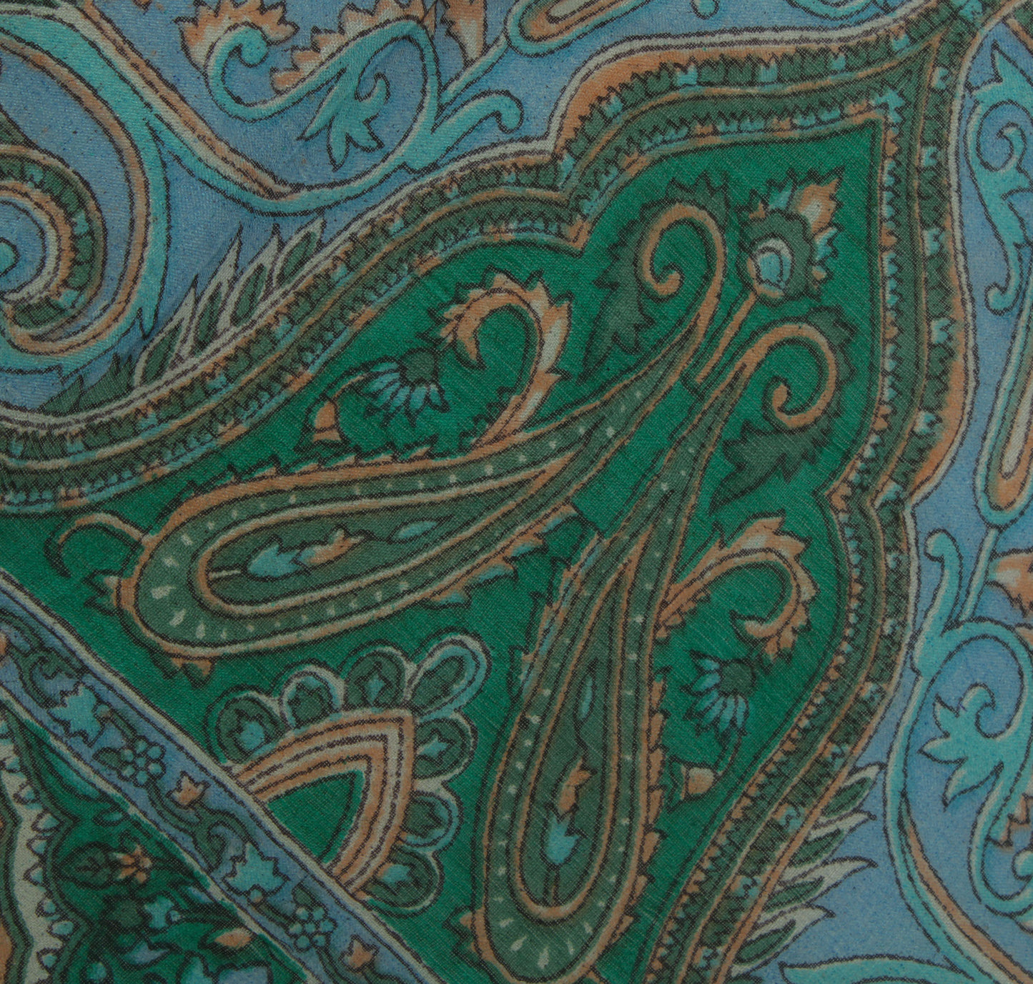 Sushila Vintage Blue Women Scarf Pure Silk Printed Paisley Stole 66" x 19"