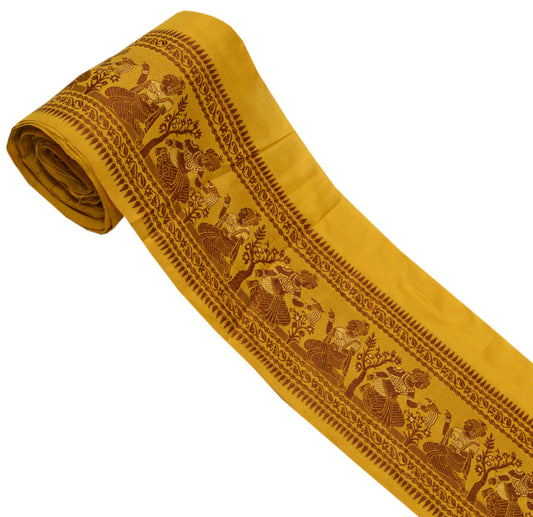 Sushila Vintage Mustard Sari Border Indian Craft Sewing Trim Weaving Lace Ribbon