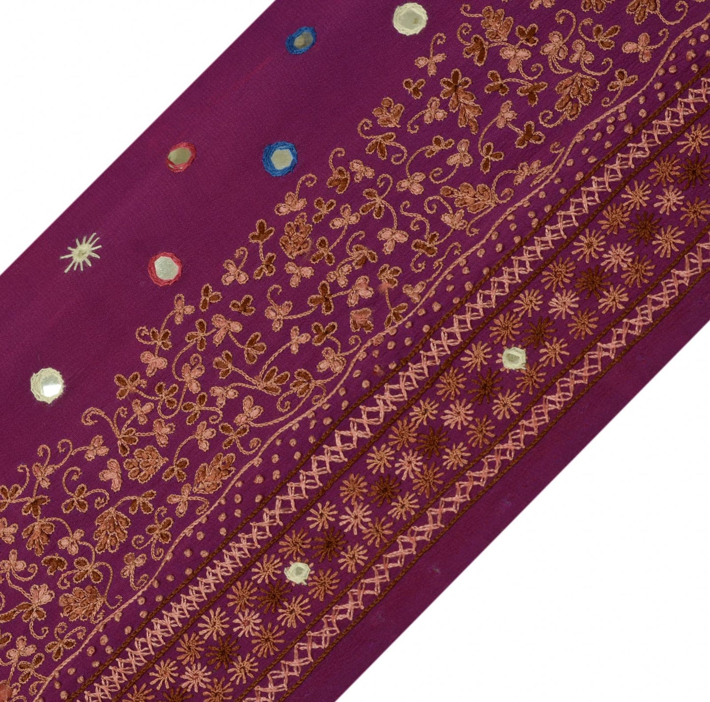 Sushila Vintage Purple Saree Border Indian Craft Sewing Trim Embroidered Lace