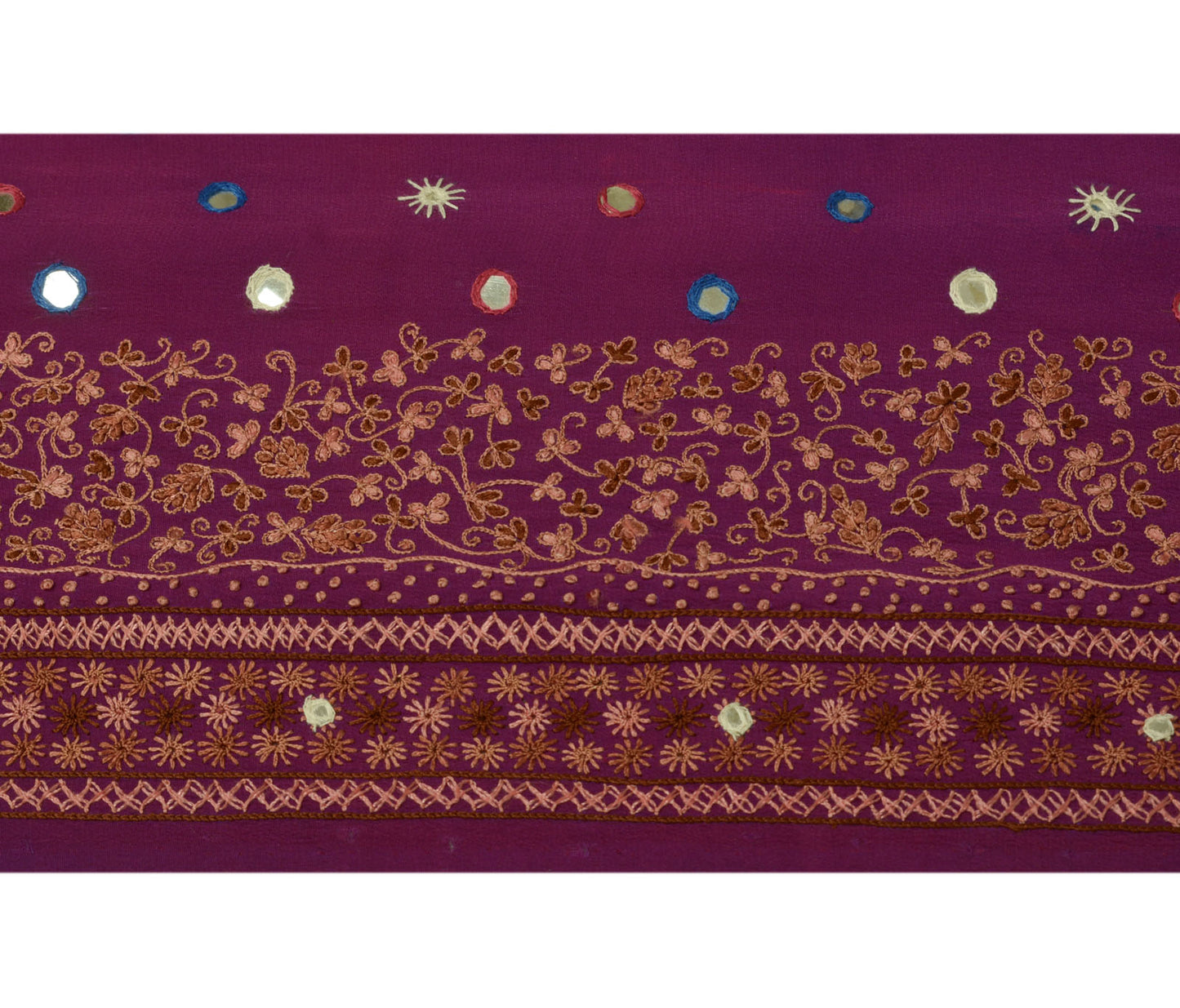 Sushila Vintage Purple Saree Border Indian Craft Sewing Trim Embroidered Lace