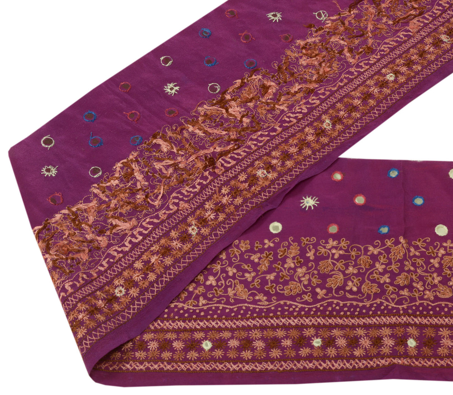 Sushila Vintage Purple Saree Border Indian Craft Sewing Trim Embroidered Lace