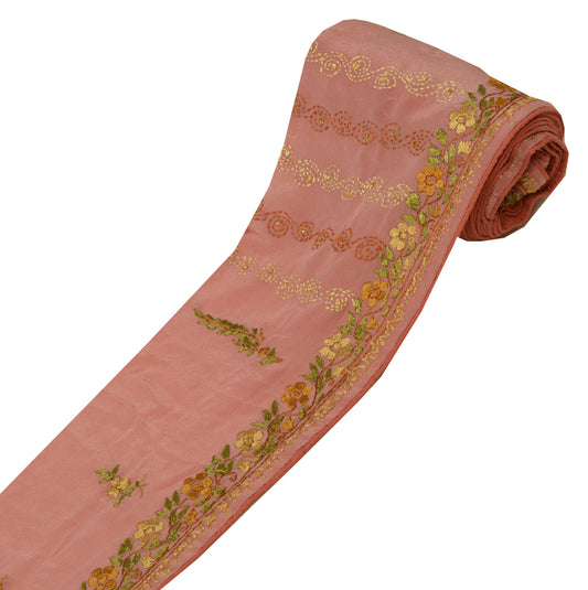 Sushila Vintage Pink Sari Border Indian Craft Sewing Trim Embroidered Lace