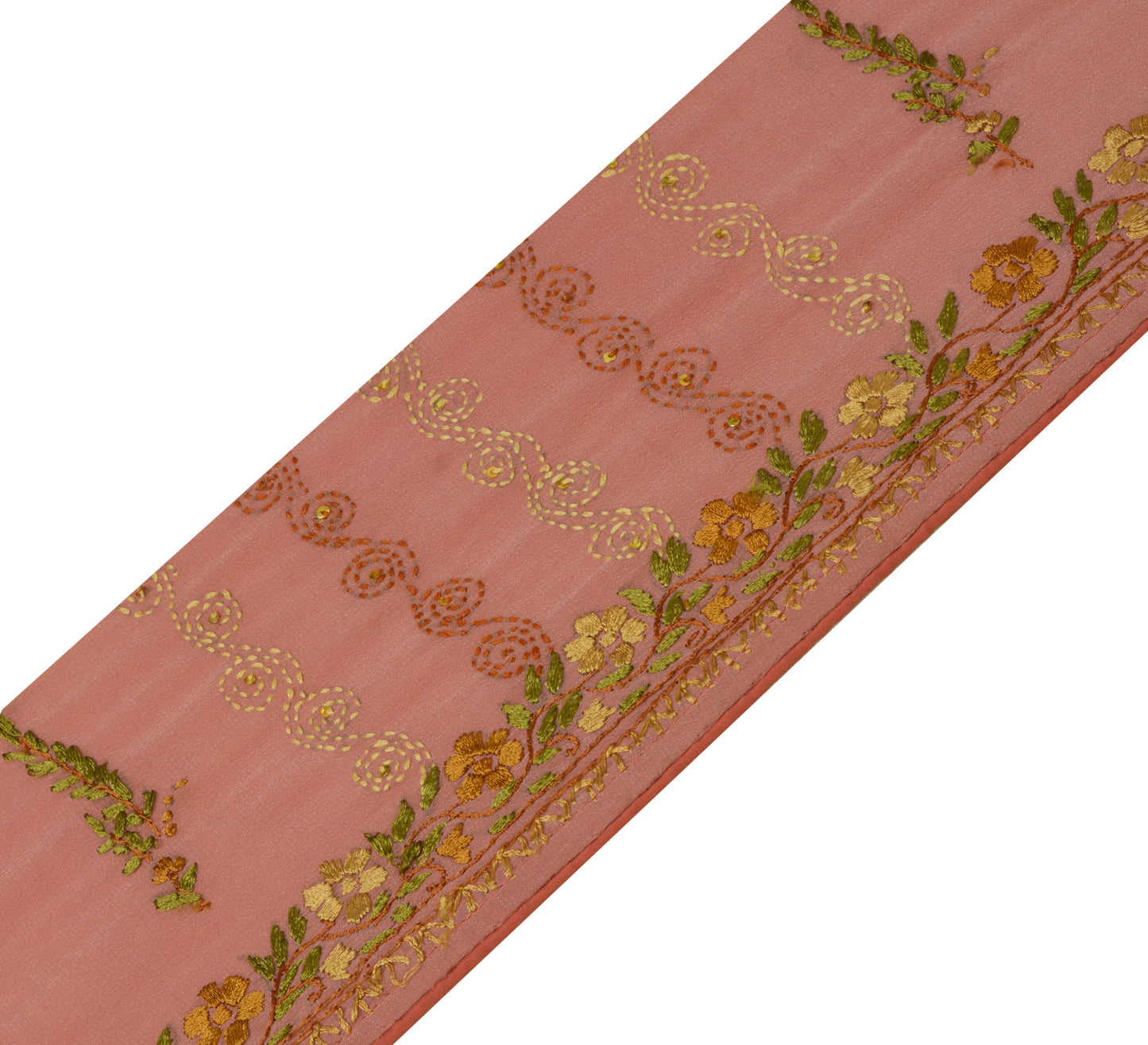 Sushila Vintage Pink Sari Border Indian Craft Sewing Trim Embroidered Lace