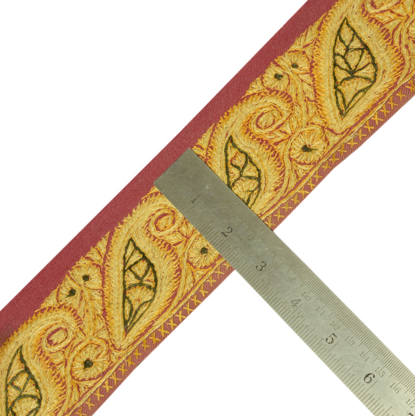 Sushila Vintage Mauve Sari Border Craft Sewing Trim Hand Embroidered Lace Ribbon