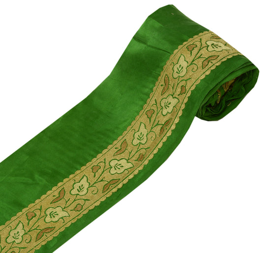 Sushila Vintage Green Saree Border Indian Craft Sewing Trim Woven Lace Ribbon