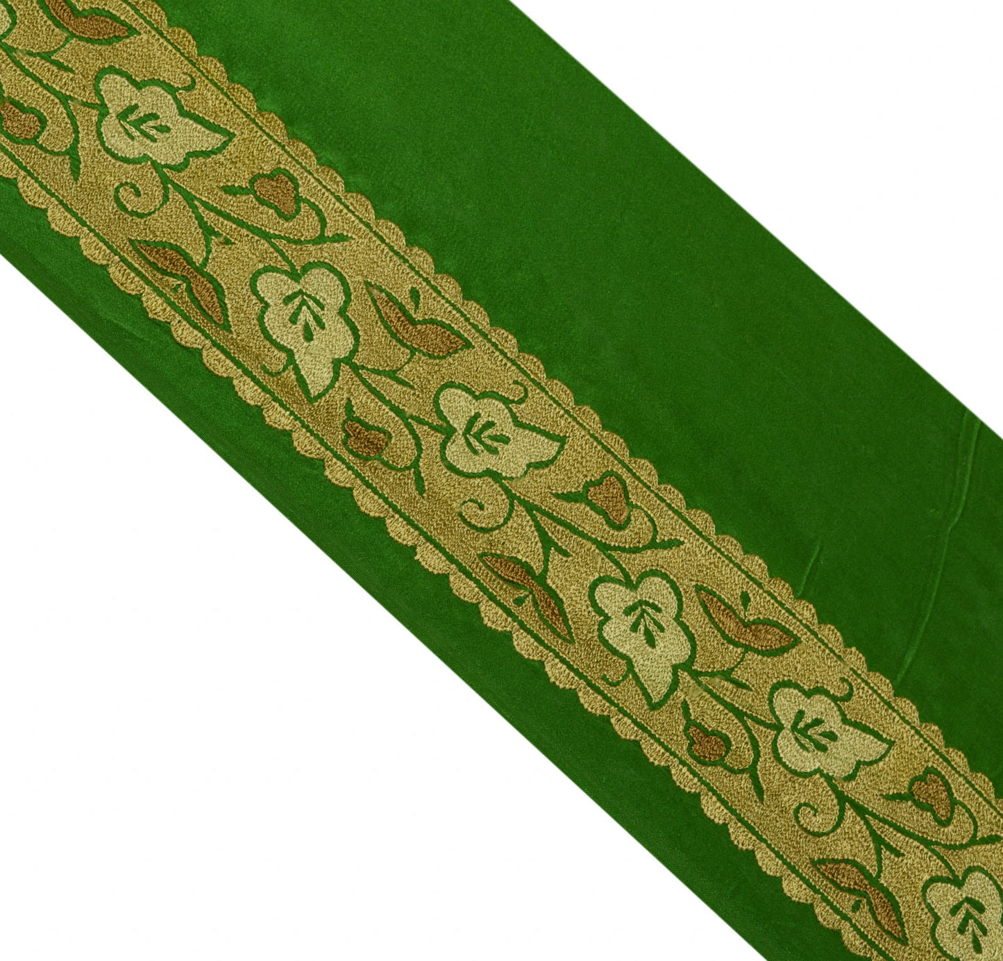 Sushila Vintage Green Saree Border Indian Craft Sewing Trim Woven Lace Ribbon