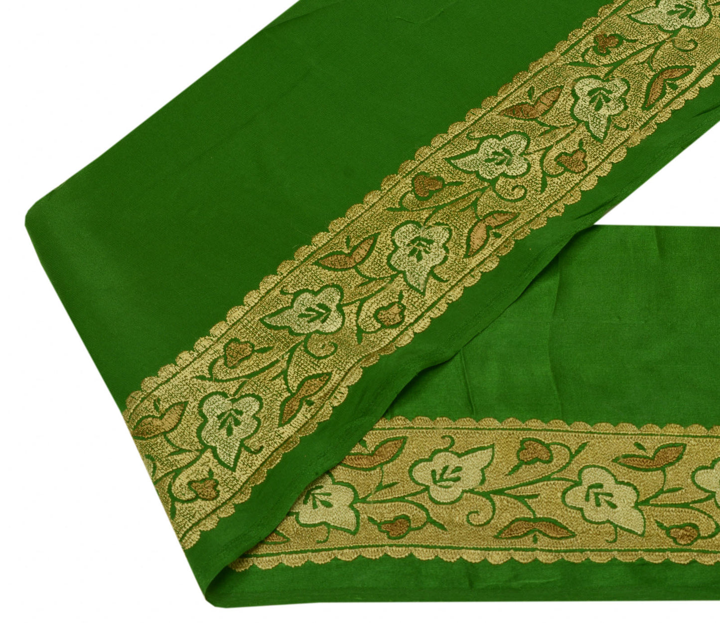 Sushila Vintage Green Saree Border Indian Craft Sewing Trim Woven Lace Ribbon