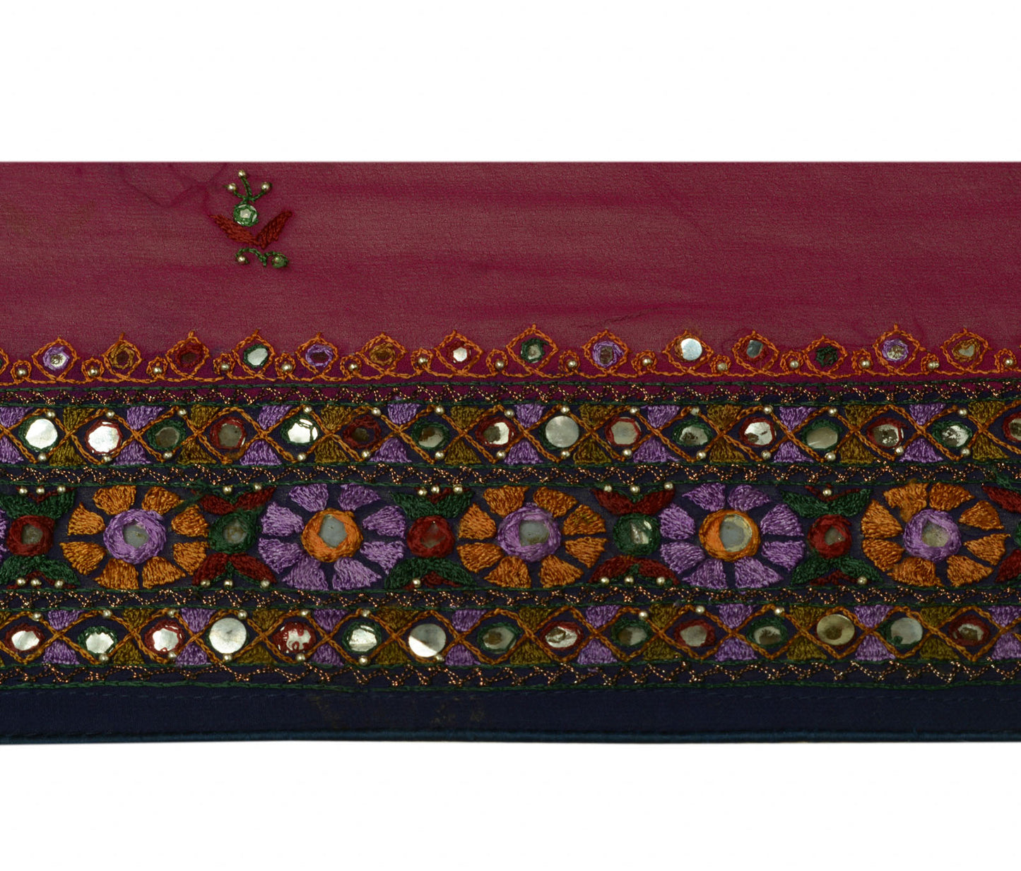 Sushila Vintage Magenta Saree Border Indian Craft Sewing Trim Embroidered Lace