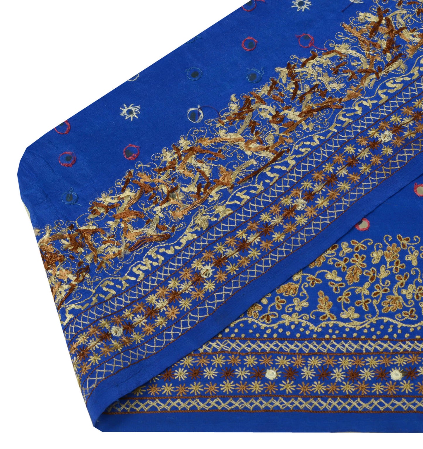 Sushila Vintage Blue Sari Border Indian Craft Sewing Trim Hand Embroidered Lace