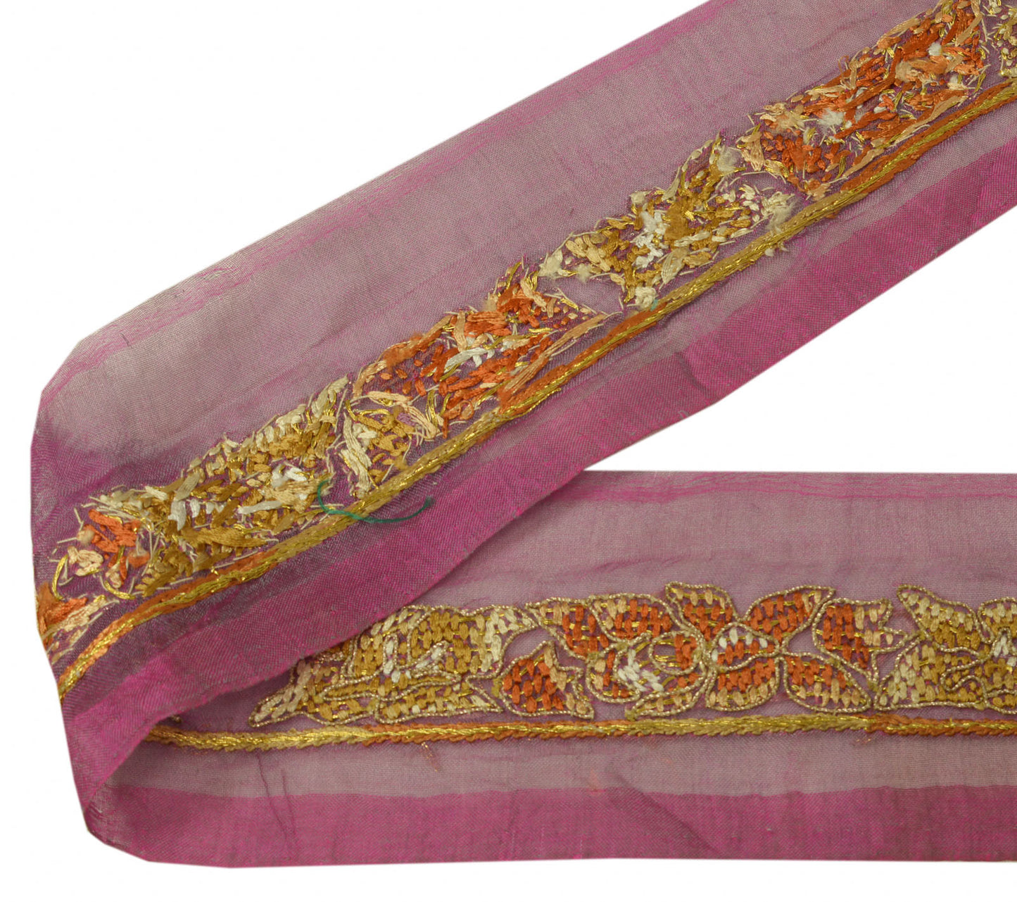 Sushila Vintage Mauve Saree Border Indian Craft Sewing Trim Embroidered Lace