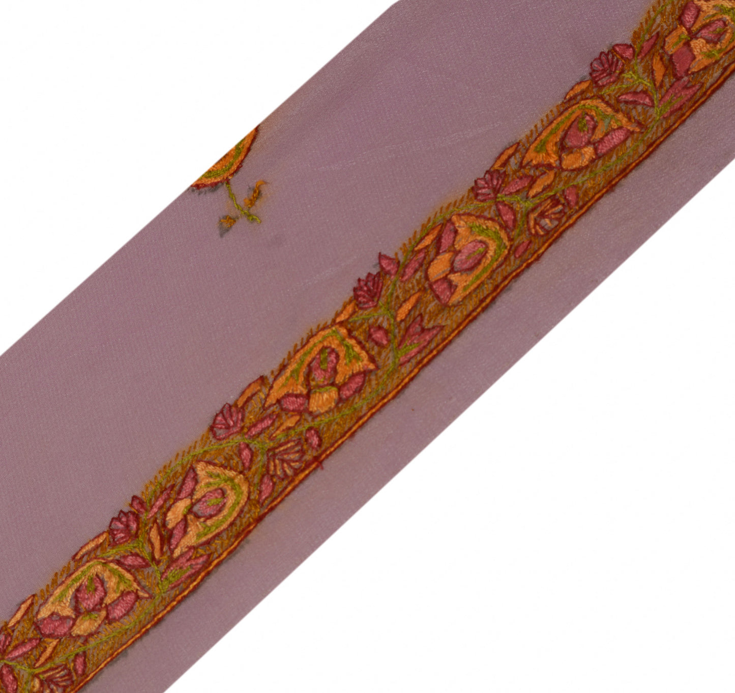 1" Sushila Vintage Mauve Saree Border Craft Sewing Trim Embroidered Lace Ribbon