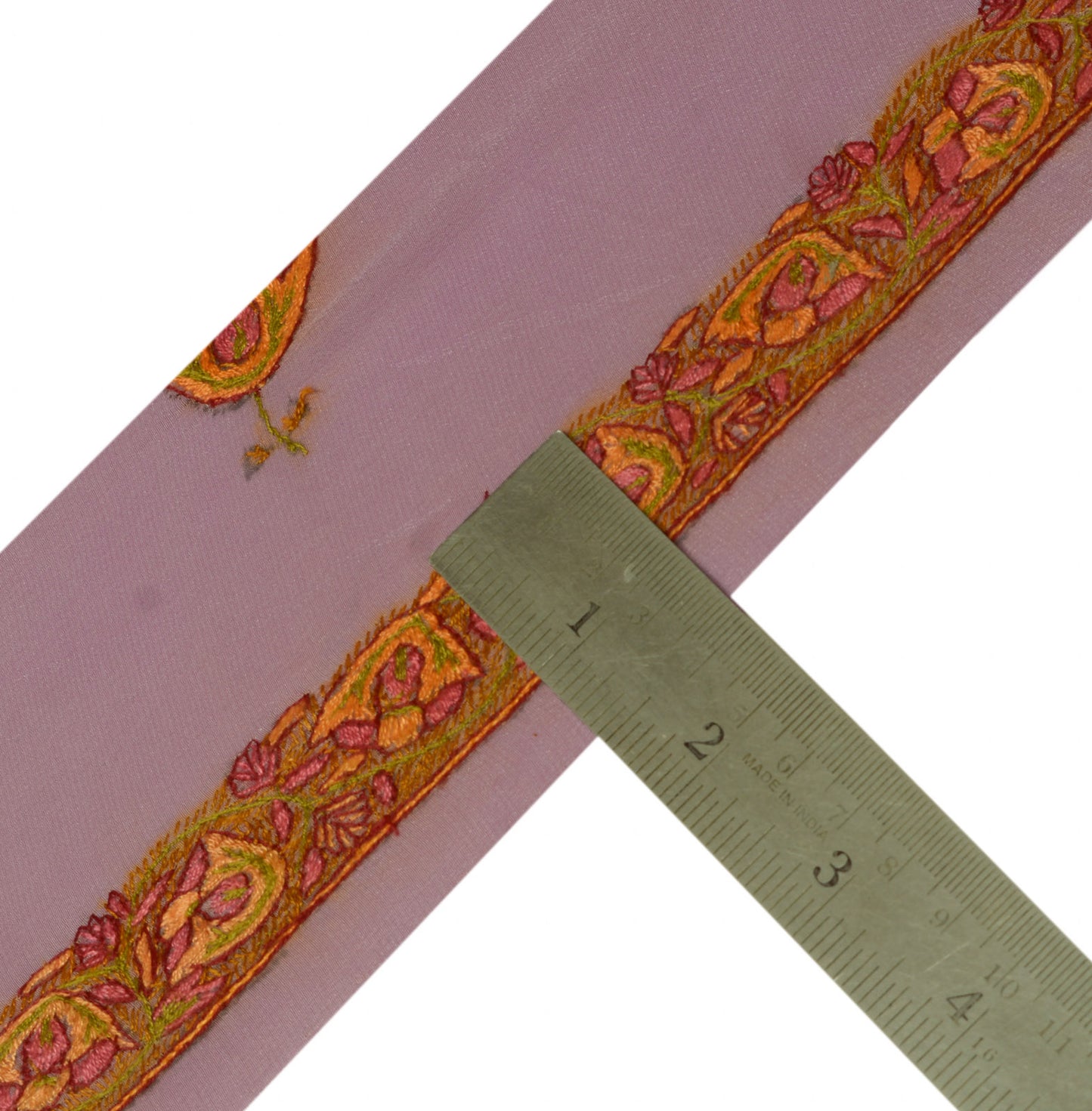 1" Sushila Vintage Mauve Saree Border Craft Sewing Trim Embroidered Lace Ribbon