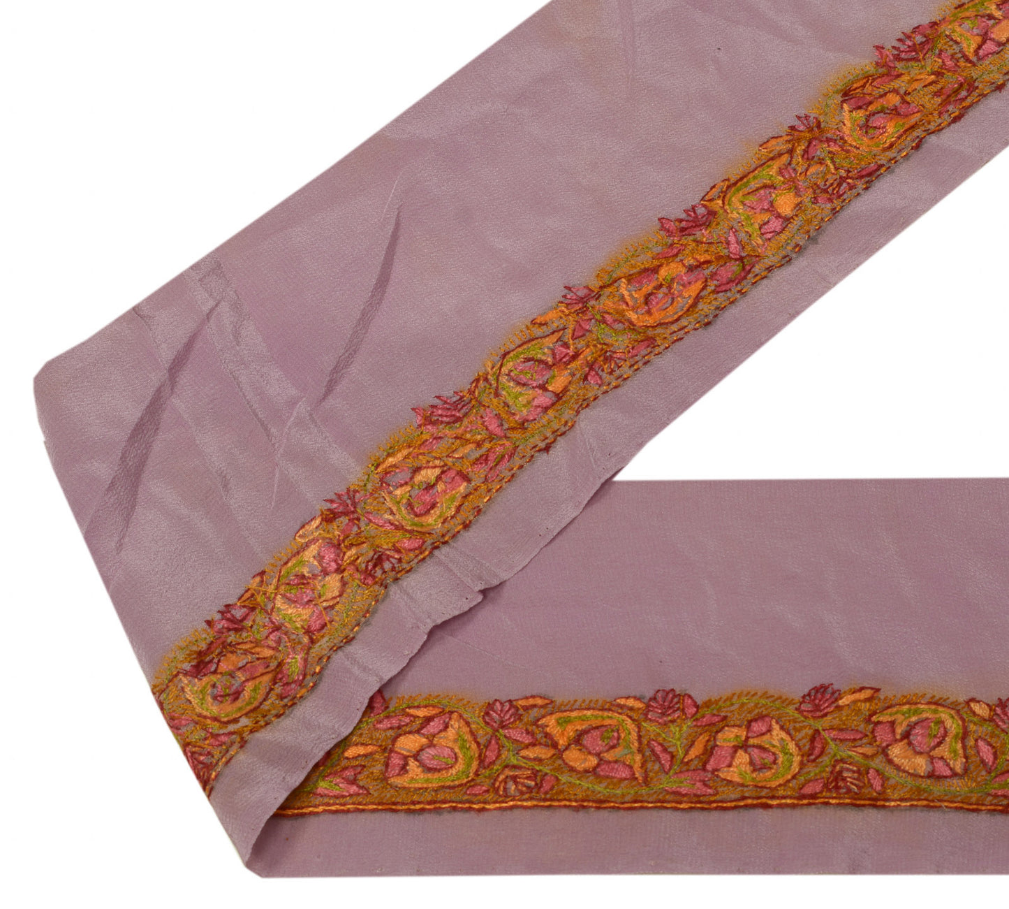 1" Sushila Vintage Mauve Saree Border Craft Sewing Trim Embroidered Lace Ribbon