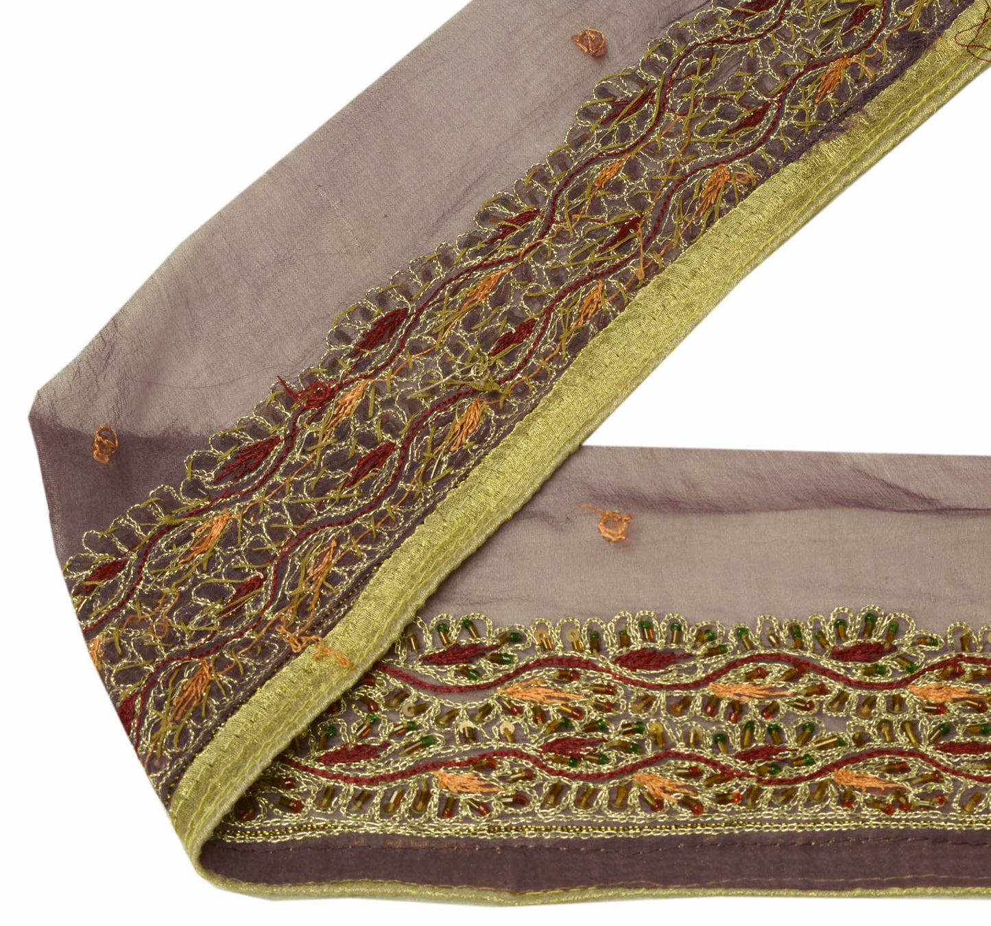 Sushila Vintage Mauve Saree Border Craft Sewing Trim Embroidered Lace Ribbon